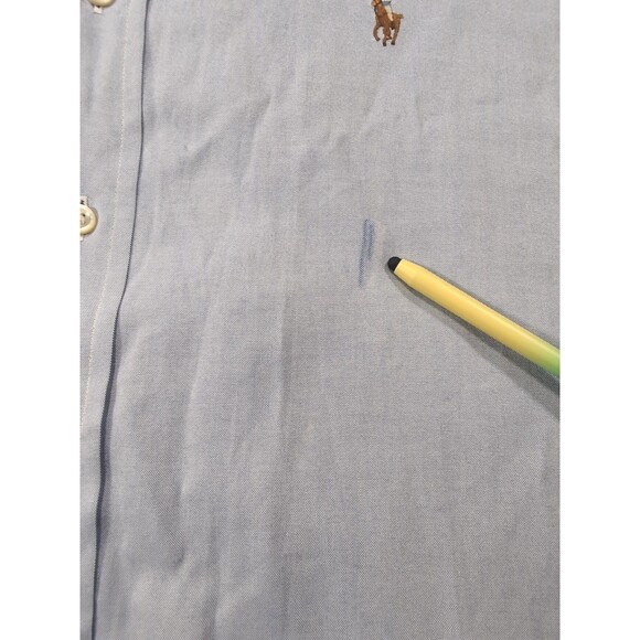Ralph Lauren Classic Fit Flesh Pony Blue Men Button Shirt  17.5 34/35 *Stain* - Picture 6 of 12